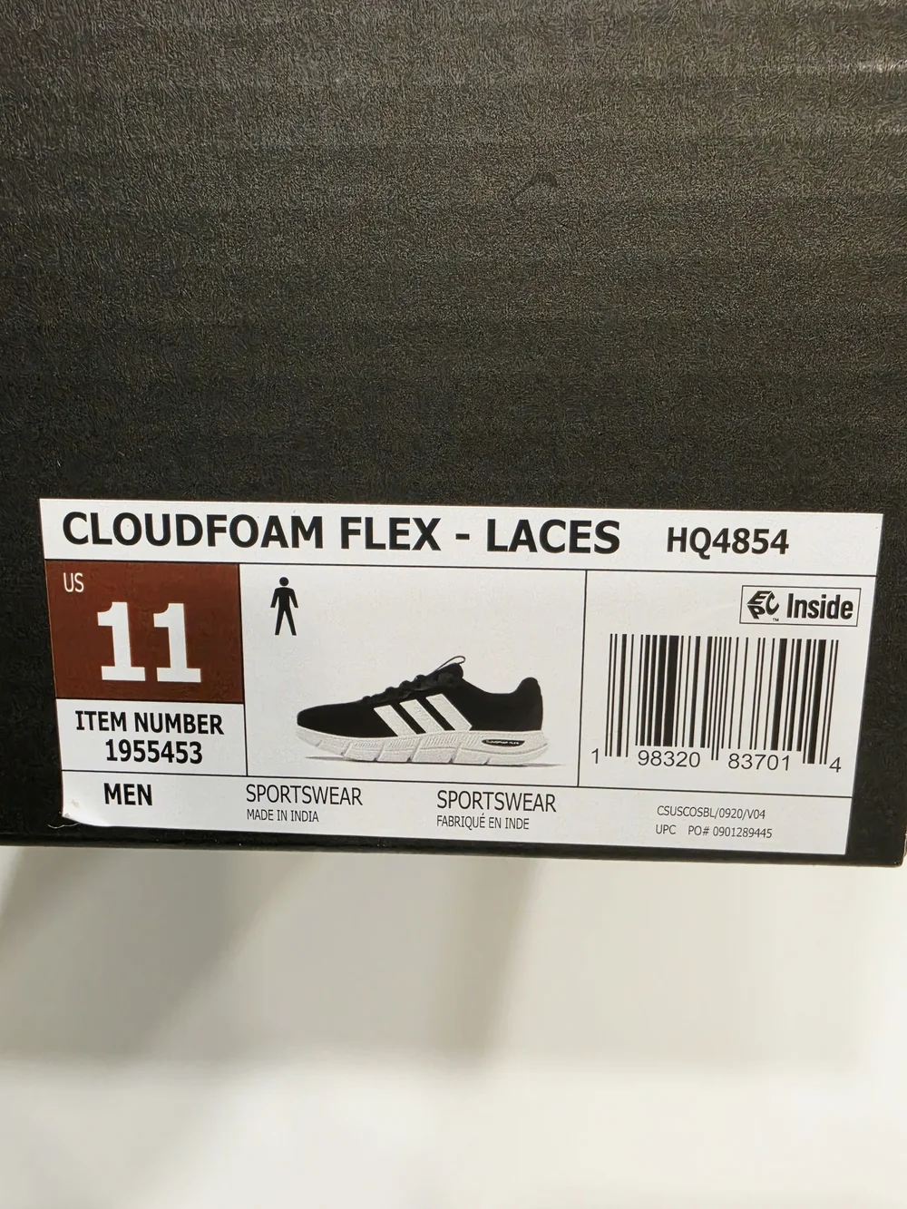 Adidas Cloudfoam Flex Black Mesh Athletic Sneakers US Mens 11